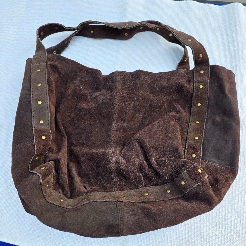 Sleve madden slouchy tote shoulder bag brown suede